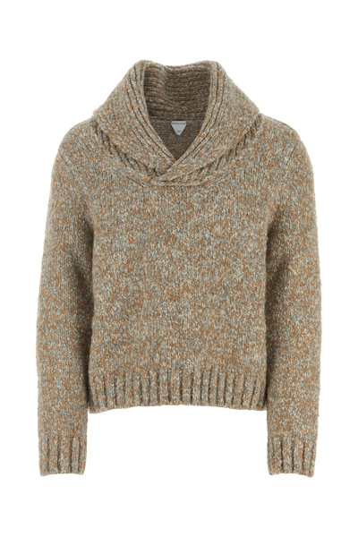 Bottega Veneta Shawl-neck Alpaca-blend Sweater In Brown