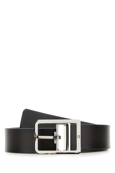 Montblanc Versatile Reversible Leather Belt In Black