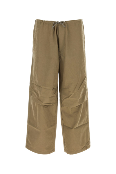 TEN C PANTALONE DALLA GAMBA AMPIA IN MISTO COTONE VERDE MILITARE  UOMO