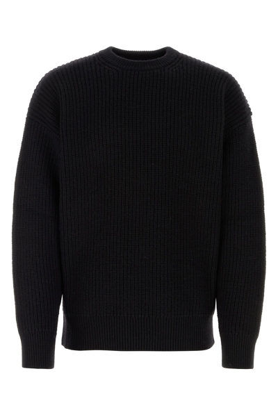 Marine Serre Ribbed-knit Wool Jumper In Black