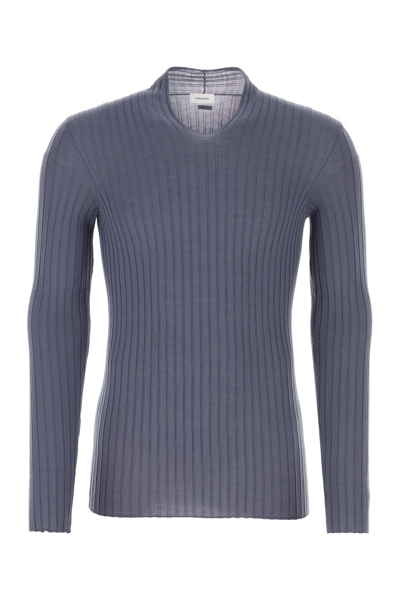 Ferragamo Ribbed-knit Sweater In Grey