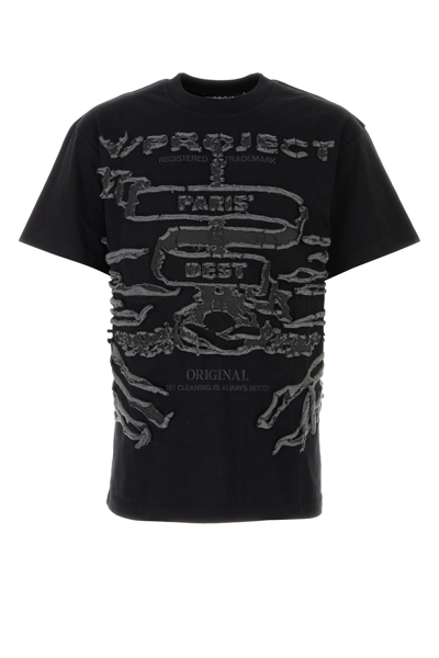 Y/project Contrasting Patches Crew-neck T-shirt In Black