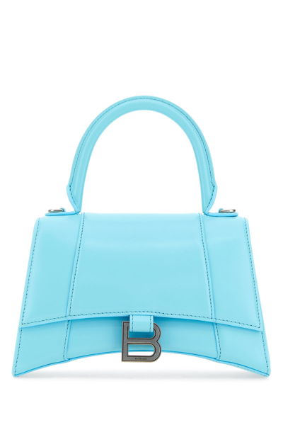 Balenciaga Woman Light Blue Leather Small Hourglass Handbag