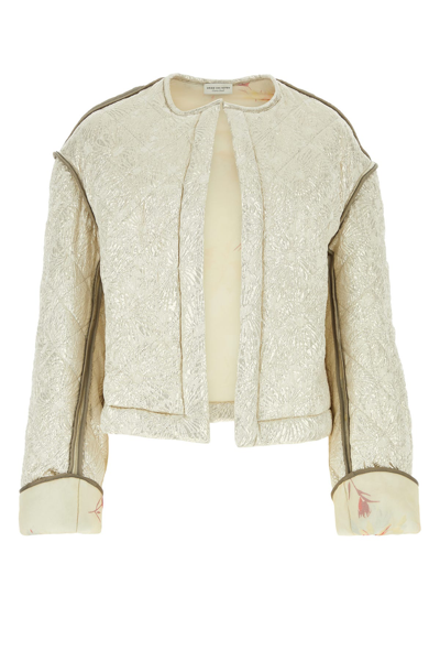 Dries Van Noten Jacquard Crewneck Jacket In Cream