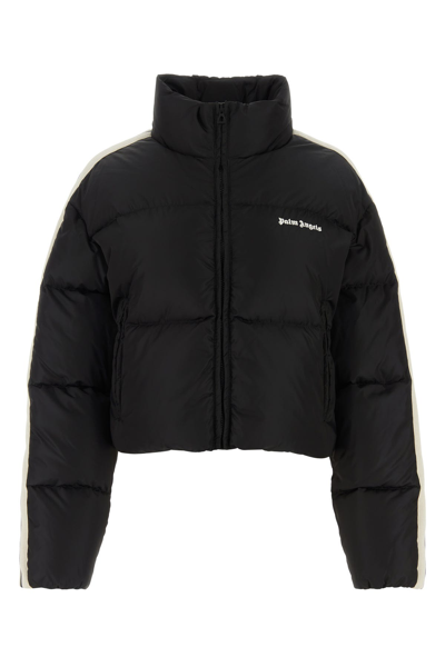Palm Angels Logo-embroidered Puffer Jacket In Black