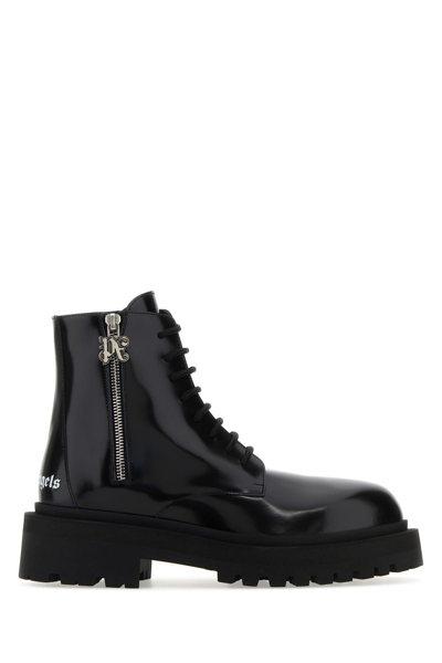 PALM ANGELS PALM ANGELS BLACK LEATHER ANKLE BOOTS