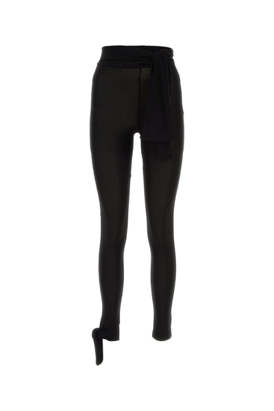 Msgm Leggings Ribbon In Black