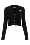 Alessandra Rich Sophisticated V-neck Cardigan With Ruffle Detailing And Cropped Length
