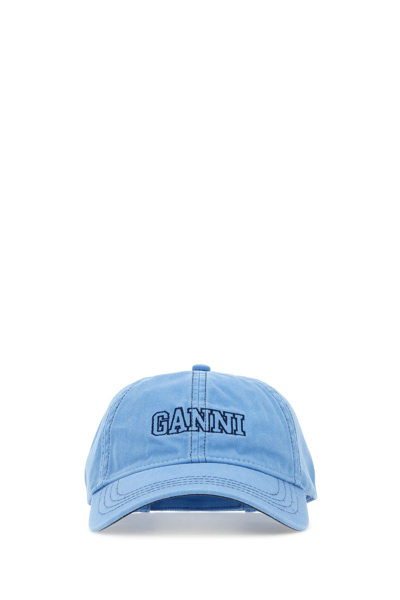 Ganni Baseball Hat With Logo In Blue