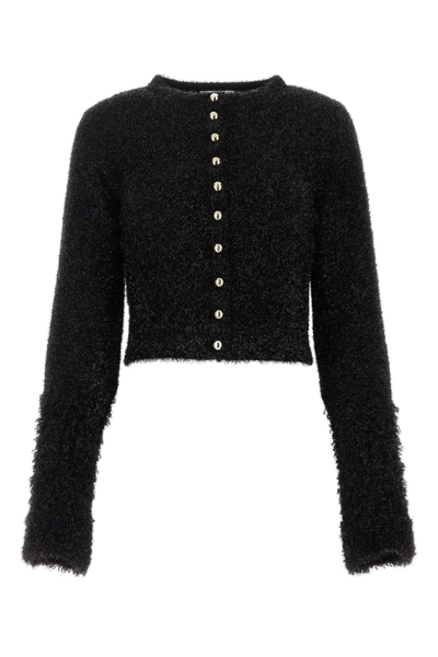 Paco Rabanne Metalic Cardigan In Black