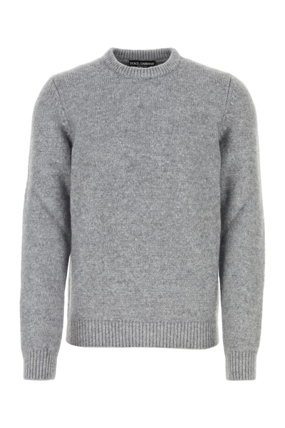 Dolce & Gabbana Versatile Ribbed Crew Neck Sweater In Grey