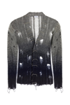 Off-white Distressed Effect Wool Cardigan With Beads Detail
