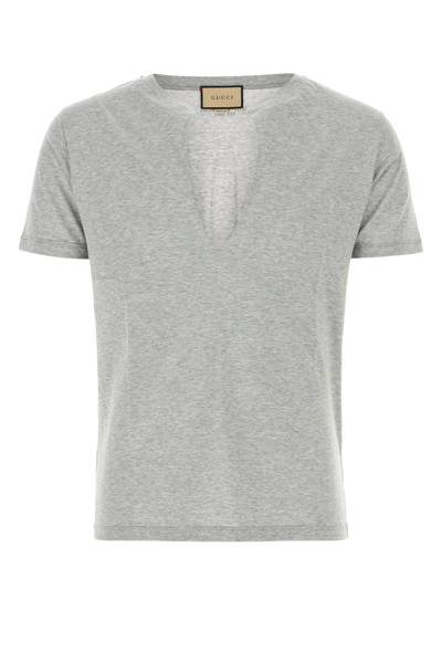 Gucci Man Melange Grey Cotton T-shirt