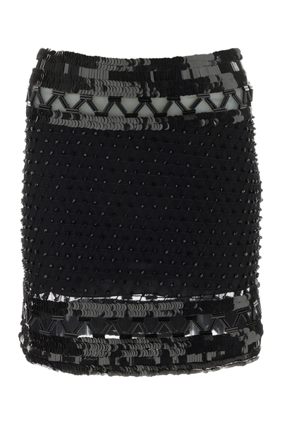 Alberta Ferretti Sequin Bead Embellished Mini Skirt In Black