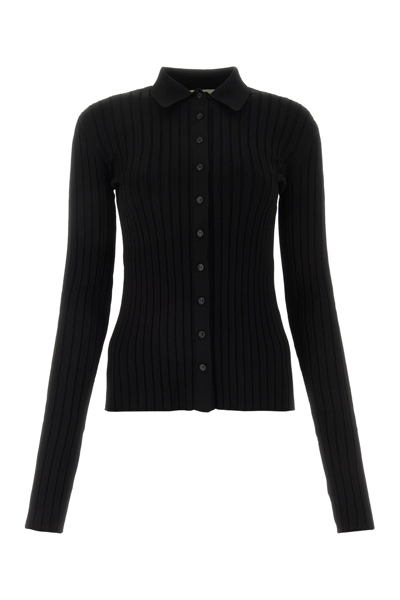 Nensi Dojaka Collar Accent Textured Knitwear In Black
