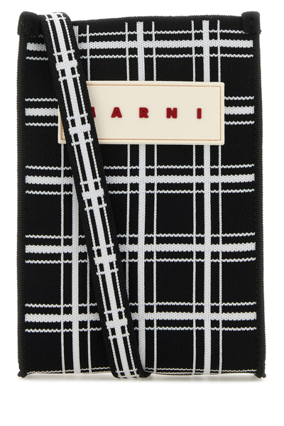 【MARNI】MINI JACQUARD CHECK SHOULDER BAG Marni Checked Jacquard Mini Shoulder Bag In Multicolor