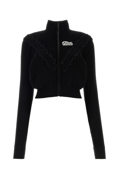 Alessandra Rich Wool Blend Knitted Cardigan In Black