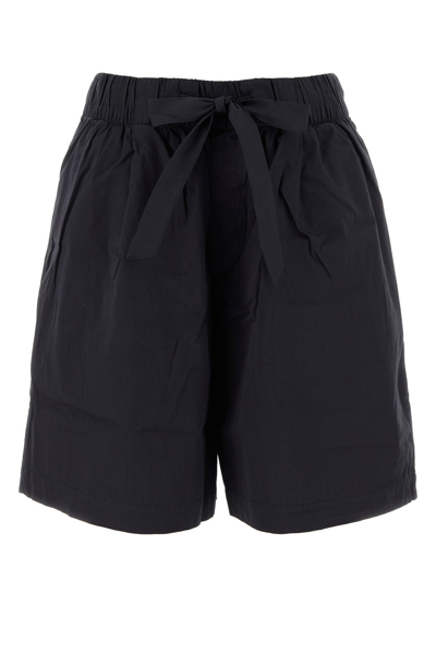 Tekla Drawstring Organic Cotton Pajama Shorts In Black