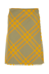 Burberry Fringed Pleated Checked Woven Mini Wrap Skirt
