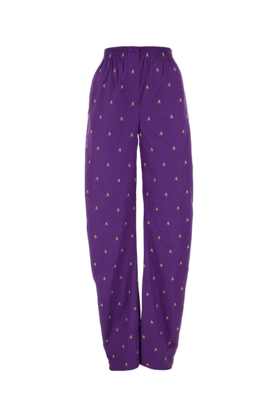 Attico Logo-print Wide-leg Trousers In Purple