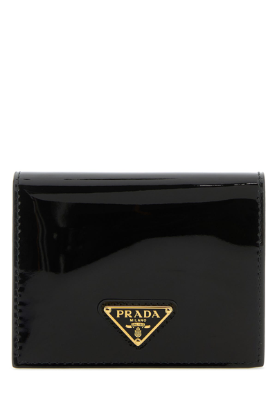 Prada Small Patent Leather Wallet In Black