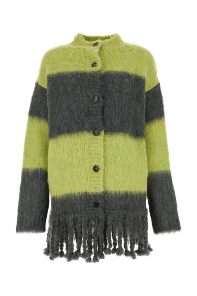 Etro Striped Jumper Polo Dress With Fringe In Green