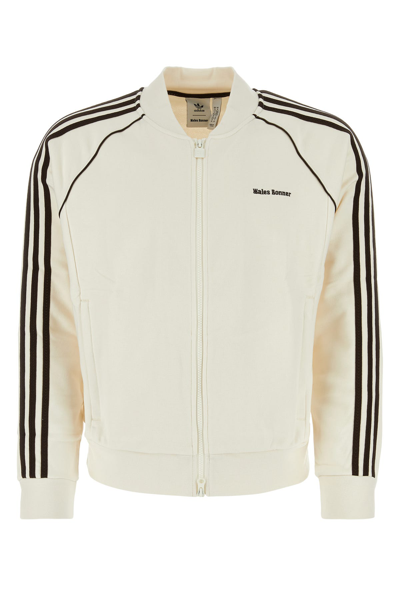 Adidas Originals X Wales Bonners Logo Embroidered Zipped Track Jacket In Cream