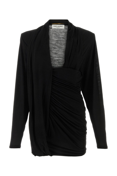 Saint Laurent Draped Long In Black