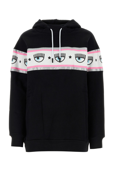 CHIARA FERRAGNI CHIARA FERRAGNI BLACK COTTON OVERSIZE SWEATSHIRT