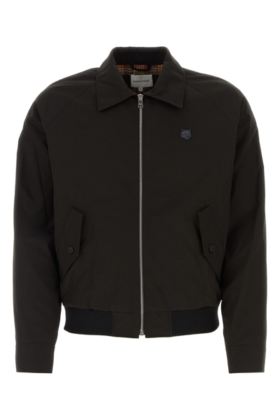 Maison Kitsuné Fox-appliqué Cotton Bomber Jacket In Black