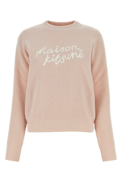 Maison Kitsuné Pink Handwriting Sweater In Pastel