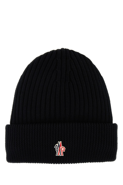 MONCLER MONCLER GRENOBLE BLACK WOOL BEANIE HAT