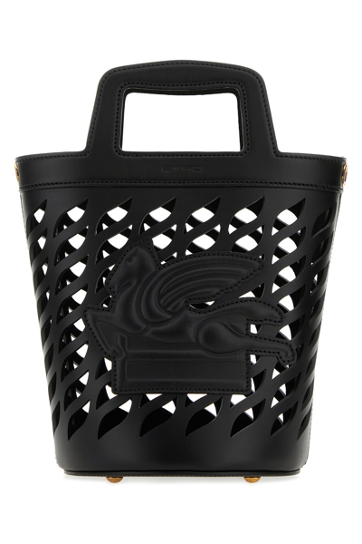 Etro Coffa Leather Bucket Bag In Black