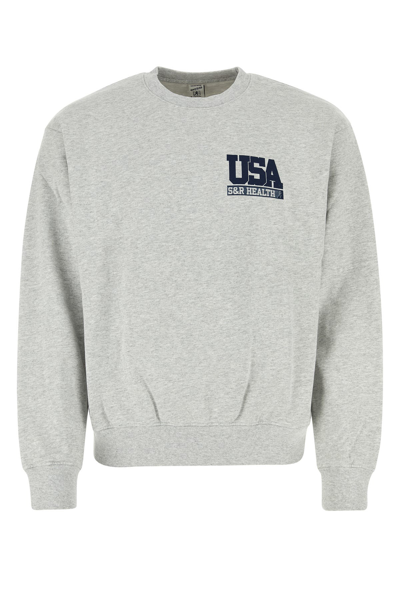 Sporty And Rich Ribbed Cotton Crew-neck Sweatshirt In Grey