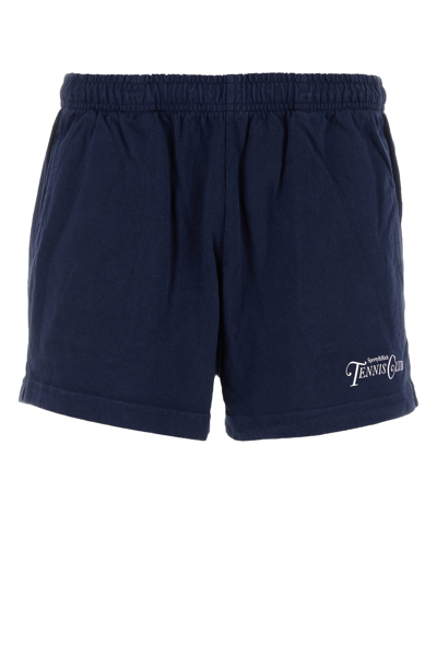 Sporty And Rich Back Pocket Cotton Bermuda Shorts In Blue