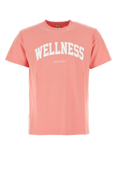 Sporty And Rich Straight Hem Cotton Crew-neck T-shirt In Pink