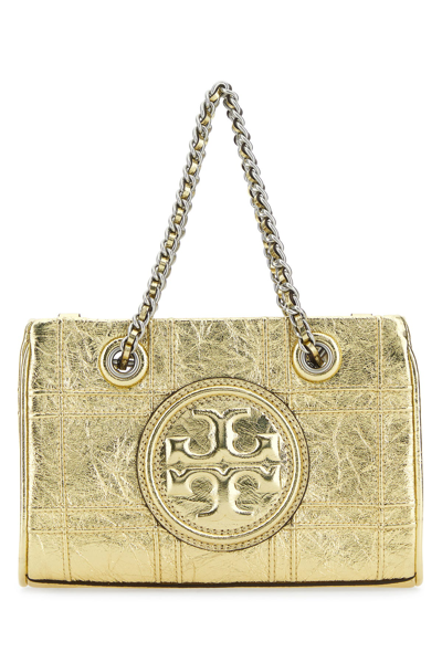 Tory Burch Logo-patch Leather Bag In Metallic