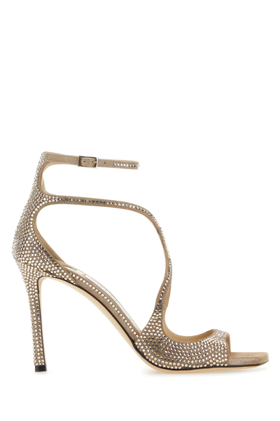 JIMMY CHOO SANDALI AZIA 95 IN PELLE SCAMOSCIATA DECORATA DONNA
