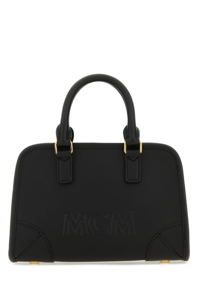 Mcm Tonal Hardware Mini Handbag In Smooth Leather With Detachable Strap In Black
