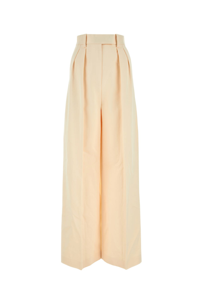 KHAITE IVORY COTTON BLEND WIDE-LEG TEYANA PANT