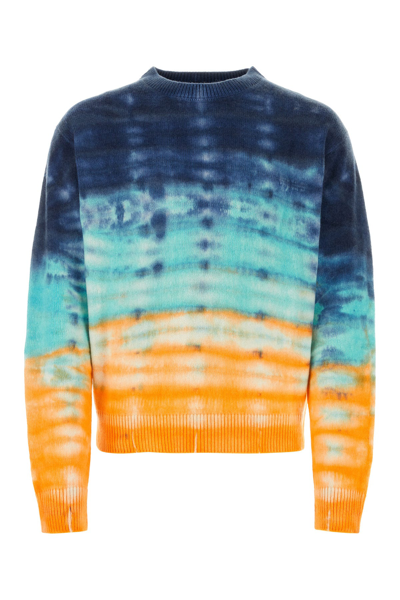 The Elder Statesman Sonar Crew-neck Cashmere Sweatshirt In Cyan