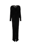 Saint Laurent Abito Lungo In Viscosa Nera Donna