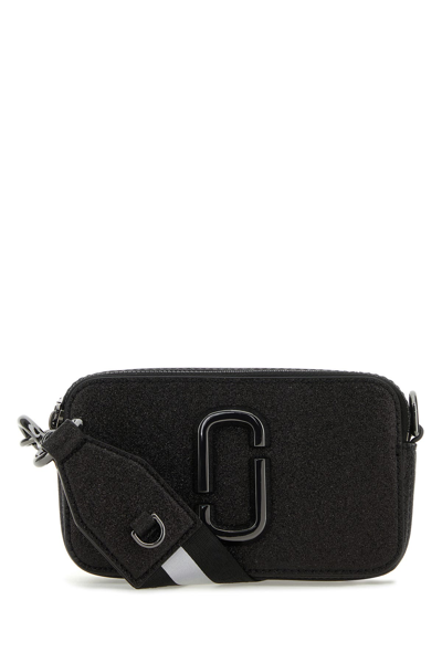 Marc Jacobs Metallic Snapshot Glitter Crossbody Bag In Black