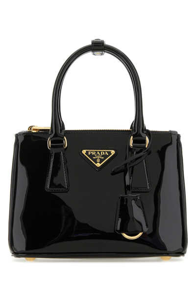 Prada Galleria Patent Leather Mini Bag In Black