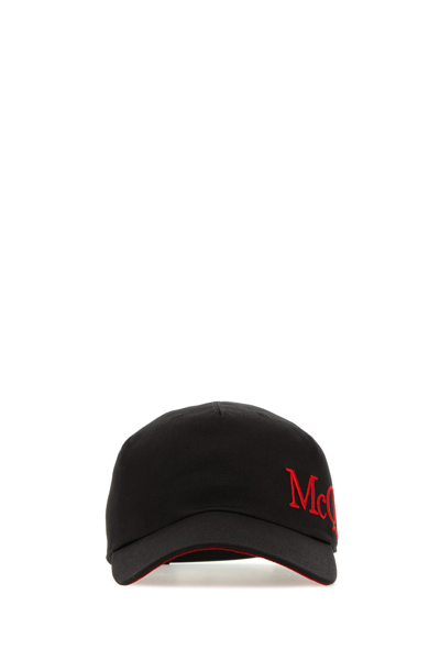 Alexander Mcqueen Logo-embroidered Cotton Cap In Black