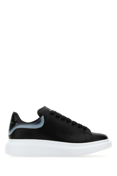 Alexander Mcqueen Man Black Leather Trainers With Two-tone Leather Heel