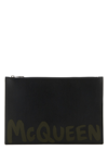 Alexander Mcqueen Leather Clutch With Mcqueen Graffiti Logo