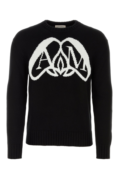 Alexander Mcqueen Seal Logo-intarsia Jumper In Black