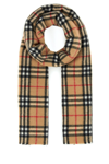 Burberry Checkered Cashmere Scarf With Fringed Edges