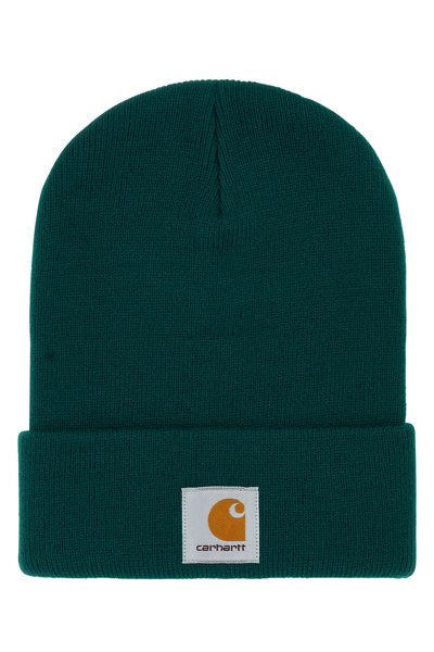 Carhartt Bottle Green Logo Patch Beanie Hat